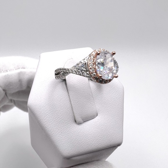 Sterling Silver Two Tone Cz Ring - Picture 16 of 17